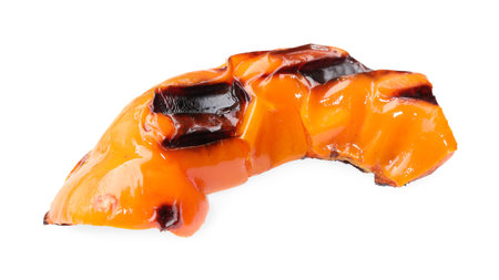 Slice of grilled orange pepper isolated on whiteの写真素材