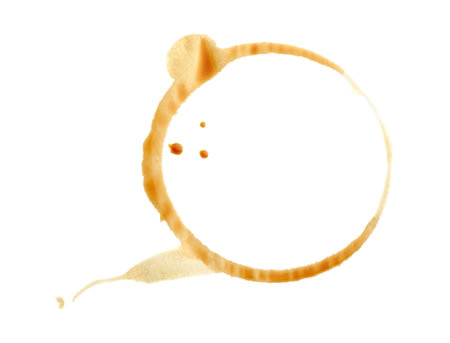 Coffee cup stain isolated on white, top viewの写真素材