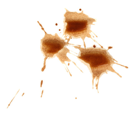 Dried coffee stains isolated on white, top viewの写真素材