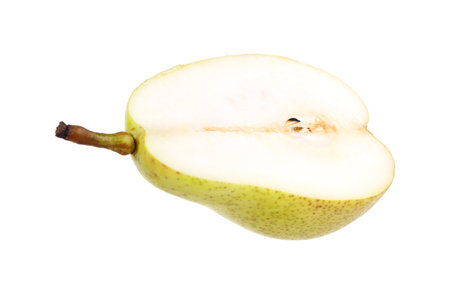 Half of ripe pear on white backgroundの写真素材