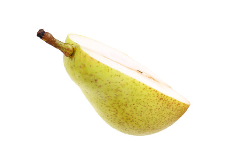 Half of ripe pear on white backgroundの写真素材