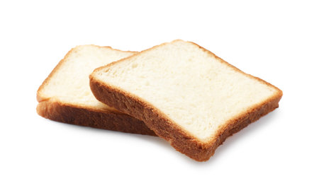 Pieces of fresh toast bread isolated on white