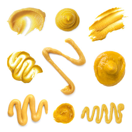 Set of different sauces isolated on white, top viewの写真素材