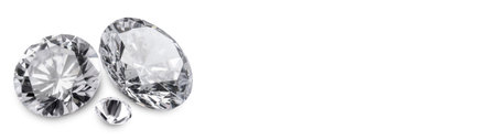 Beautiful dazzling diamonds on white background, banner design. Space for text