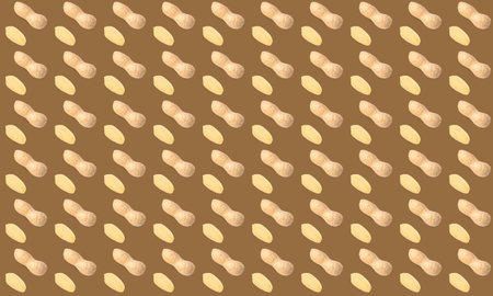 Many peanuts on brown background. Food pattern