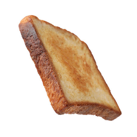 Piece of fresh toast bread isolated on whiteの写真素材