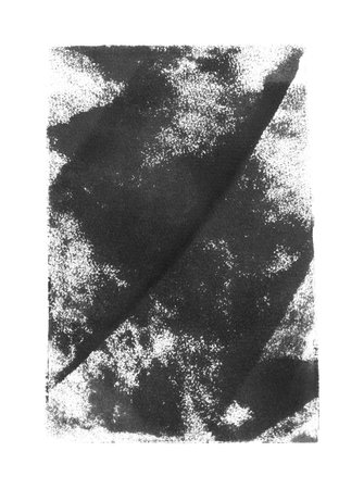 Abstract black ink painting isolated on white, top viewの写真素材