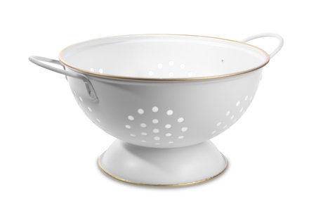 One colander with handles on white background