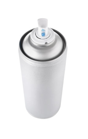 One silver spray paint can isolated on white
