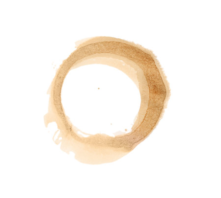 Coffee cup stain isolated on white, top viewの写真素材