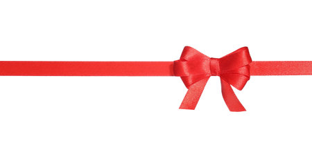 Beautiful red ribbon with bow isolated on white