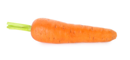 One fresh ripe carrot isolated on white, top viewの写真素材