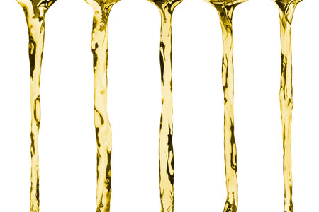 Cooking oil flows isolated on white, setの写真素材