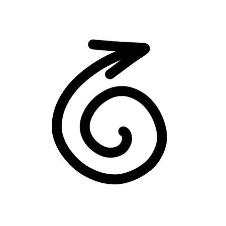 One black drawn arrow isolated on whiteの写真素材