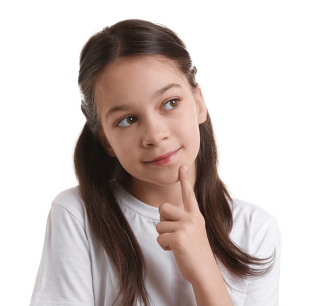 Portrait of beautiful girl isolated on whiteの写真素材