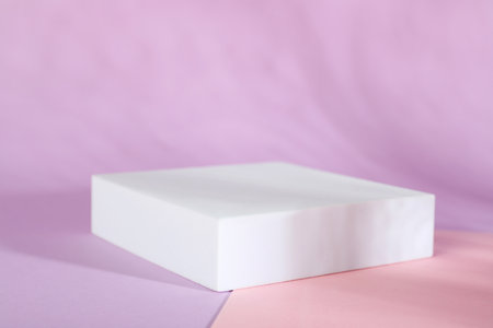 Presentation of product. Podium on color background, space for textの写真素材