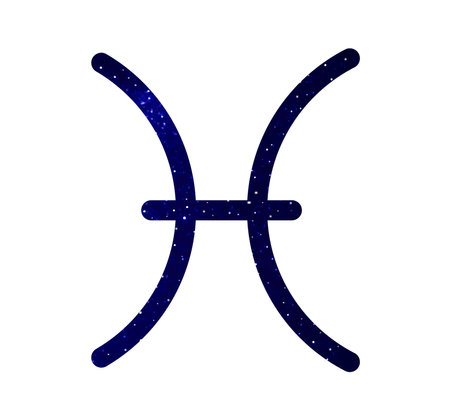 Pisces zodiac sign with night sky inside isolated on whiteの写真素材