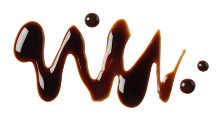 Sample of delicious balsamic vinegar isolated on white, top viewの写真素材