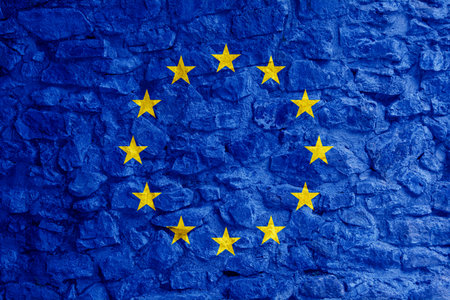 Flag of European Union on stone wall