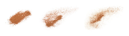 Aromatic cinnamon powder on white background, set. Top viewの写真素材