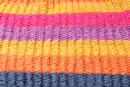 Texture of colorful knitted fabric as background, closeupの写真素材
