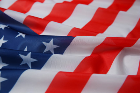 Flag of USA as background, closeup viewの写真素材