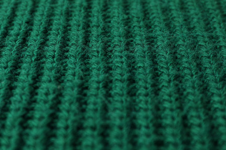 Texture of green knitted fabric as background, closeupの写真素材