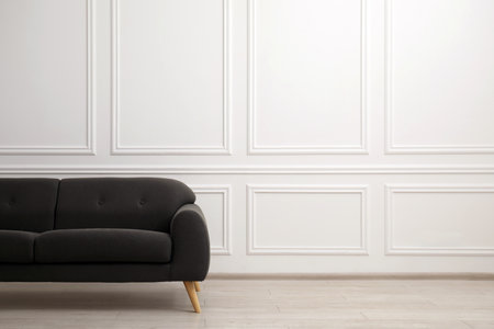 Comfortable gray sofa in living room. Interior designの写真素材
