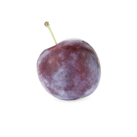 One fresh ripe plum isolated on whiteの写真素材