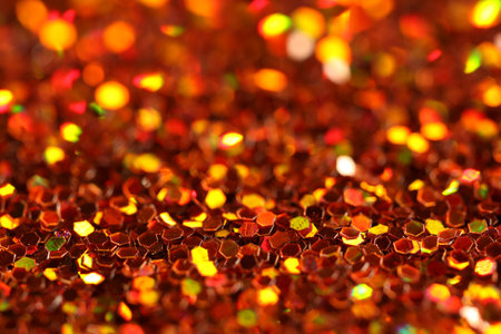 Beautiful shiny golden glitter as background, closeupの写真素材