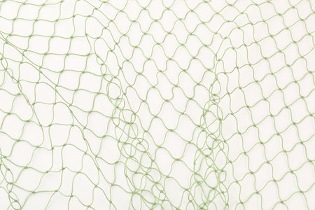 One green fishing net isolated on white, top view