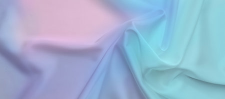 Beautiful silk fabric with color gradient, top view. Banner designの写真素材