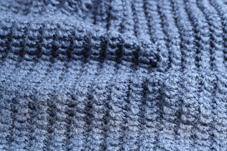 Texture of blue knitted fabric as background, closeupの写真素材