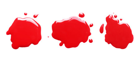 Blots of color printer ink on white background, set. Top viewの写真素材
