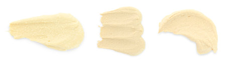 Tasty hummus on white background, top view