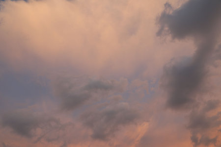 Beautiful view of blue sky with fluffy clouds