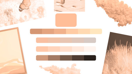 Peach fuzz color themed collage on white backgroundの写真素材