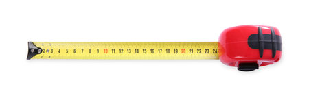 One measuring tape isolated on white, top view