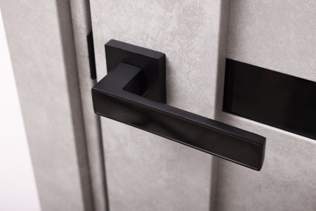 View of door with modern handle, closeupの写真素材