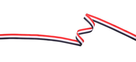Ribbon in colors of Yemeni flag isolated on white, top viewの写真素材