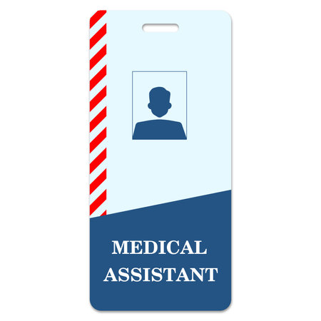 Medical assistant badge with space for photo on white backgroundの写真素材