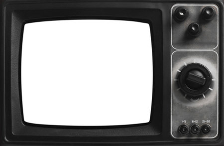 Retro TV set with blank screen. Space for designの写真素材