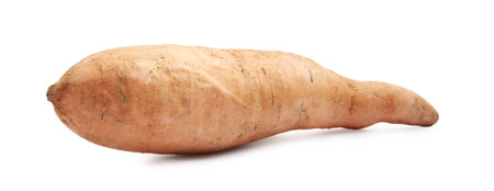 Fresh raw sweet potato isolated on whiteの写真素材