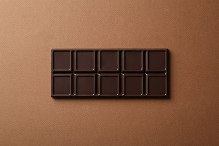 Tasty chocolate bar on brown background, top viewの写真素材