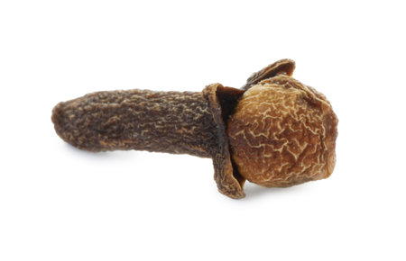 Aromatic spice. Dry clove bud isolated on whiteの写真素材