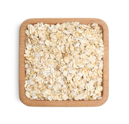 Oat flakes isolated on white, top view