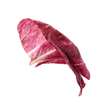Piece of radicchio leaf isolated on whiteの写真素材