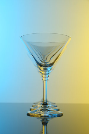 Empty glasses on table, color tone effectの写真素材