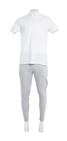 Male mannequin with stylish outfit isolated on whiteの写真素材