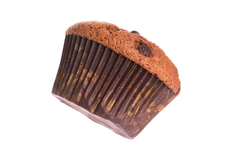 Delicious sweet chocolate muffin isolated on whiteの写真素材